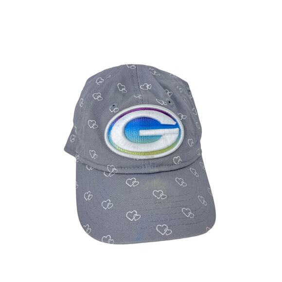 New Era 9Twenty Green Bay Packers Baseball Cap Heart Print‎ Gray Womens One Size - Picture 1 of 7